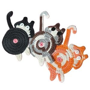 Crochet Cat Coasters Set of 3